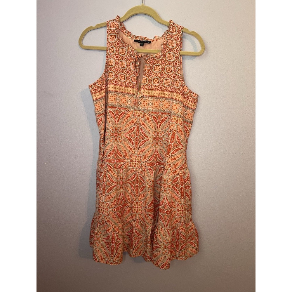 Sanctuary Orange Red Geometric Print Knee Length Dress Size Medium